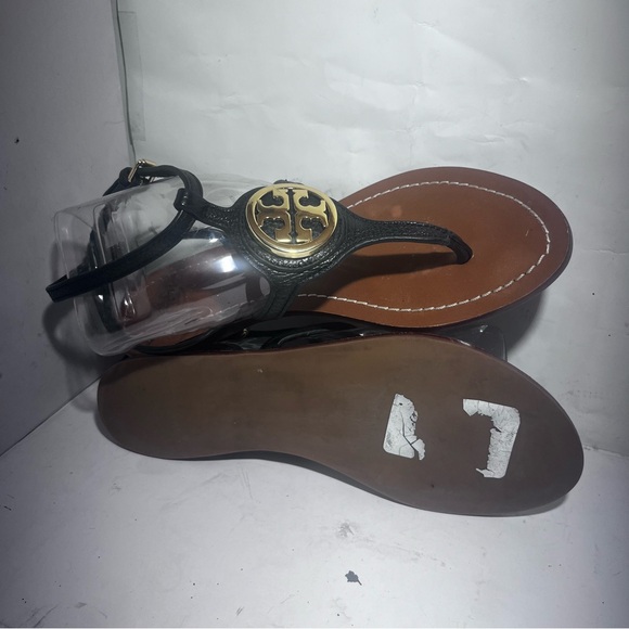 Tory burch black ankle strap 6.5M  sandals barely worn. Very comfy! - Picture 5 of 7